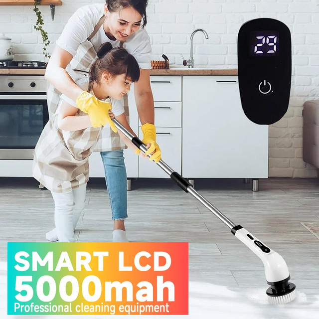 ANENG 7-in-1 Elektrische Reinigungsbürste in Weiß und Transparent für Küche, Badezimmer und Wohnzimmer - Bild 1