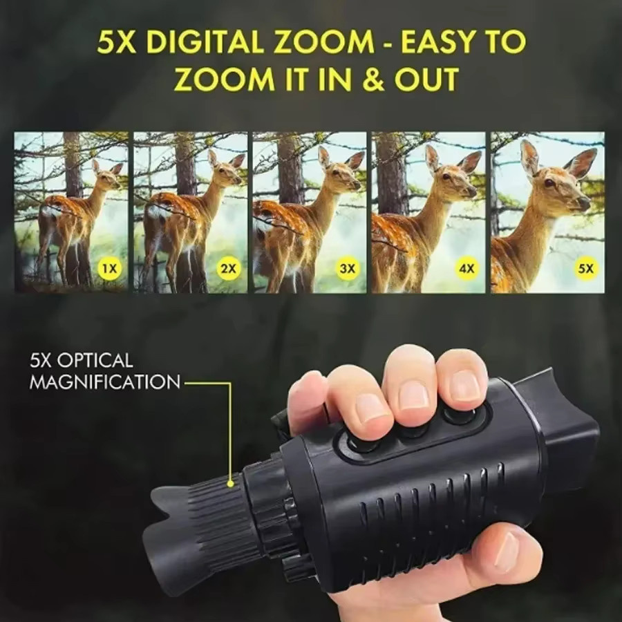 Digitales Monokulares Nachtsichtgerät mit 5-fachem Infrarot-Zoom und 300 m Reichweite in Schwarz - Bild 4