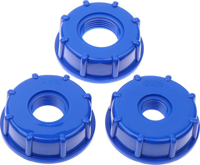 eelhoe S60x6 IBC Wassertank-Reduzieradapter in Blau mit 1/2 Zoll, 3/4 Zoll und 1 Zoll Anschlüssen für Gartenschläuche - Bild 1