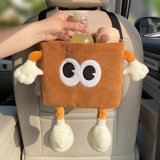 KAYSHION 2-in-1 Auto Mülleimer und Tissue Box mit Regenschirmfach und Getränkehalter als Rücksitz-Organizer im Cartoon-Design - Bild 1