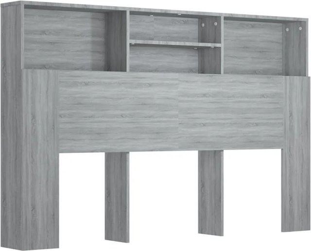 vidaXL Kopfteil mit integrierten Ablagen Grau Sonoma, B: 160 cm, T: 19 cm, H: 103,5 cm - Bild 1