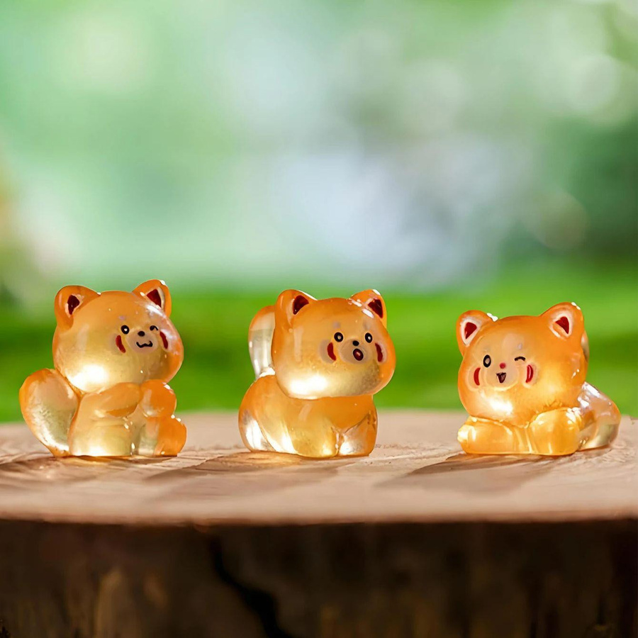 Leuchtende Waschbär-Figuren von Yiran toy in Multicolour zur Dekoration für Feengärten und Anlässe wie Weihnachten oder Geburtstage - Bild 3