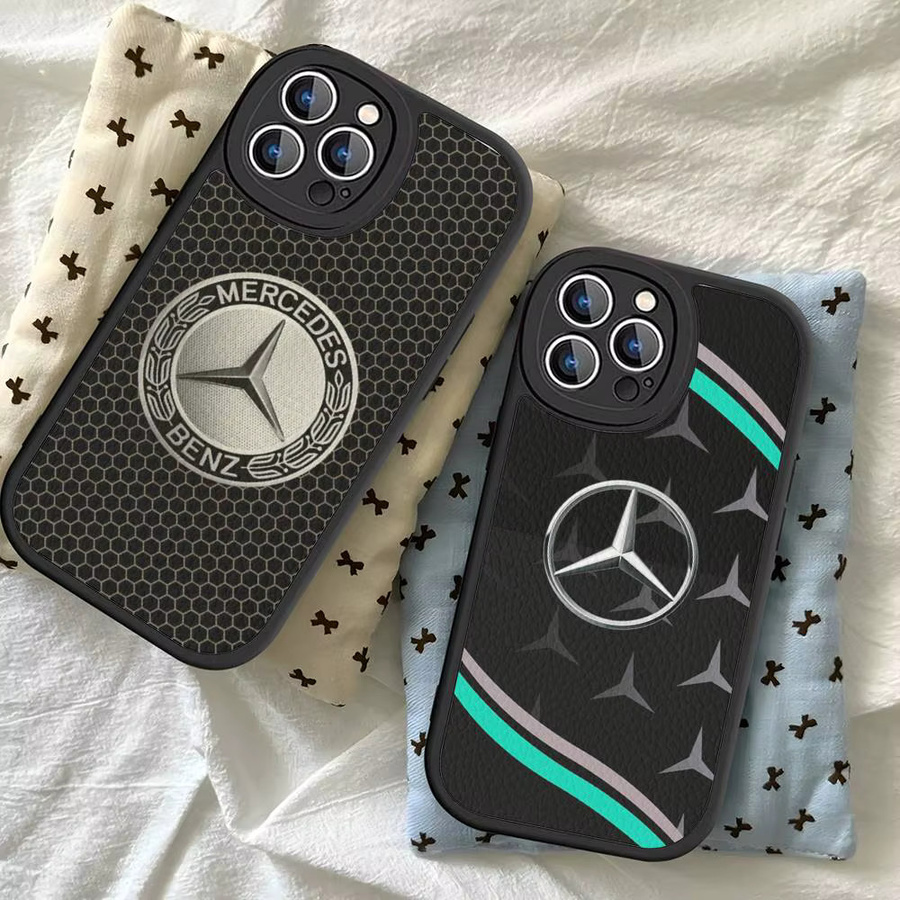 Mercedes-Benz Stoßfeste Lederhülle für iPhone 11 bis 16 Pro Max Plus in Schwarz - Bild 2