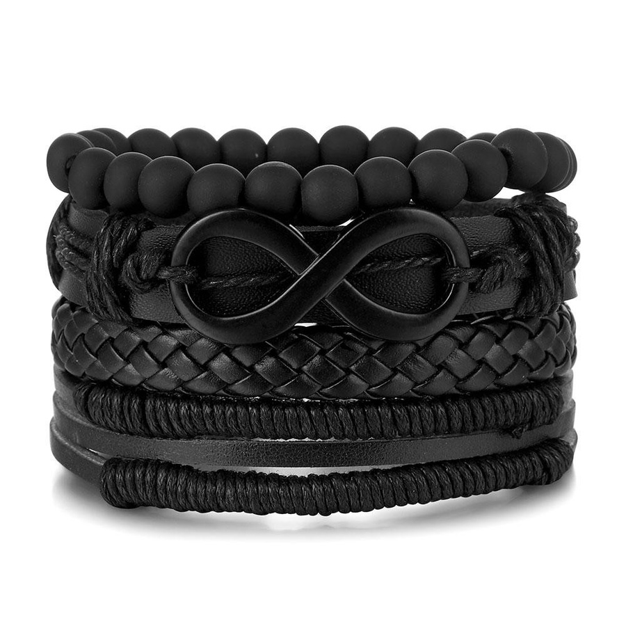 IFKM Jewelry Armband, Leder, Perle, schwarz, Unisex - Bild 3