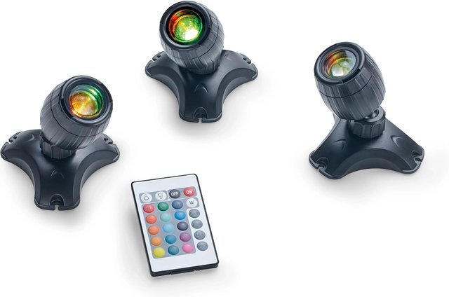 Pontec PondoStar LED RGBW Set 3 Teich- und Gartenbeleuchtung mit Fernbedienung, Schwarz - Bild 1