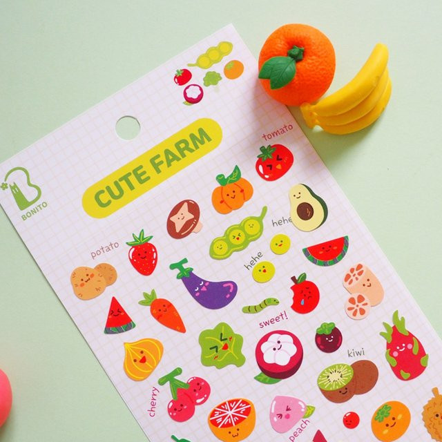 BONITO Aufkleber mit Bauernhof Gemüse und Obst für Scrapbooking und Journaling, Mehrfarbig - Bild 1