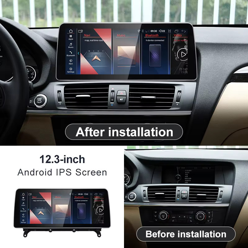 STWEI Android Multimedia System für BMW X3 F25 X4 F26 CIC NBT mit 12,3 Zoll Display, Wireless CarPlay und GPS, Schwarz - Bild 2