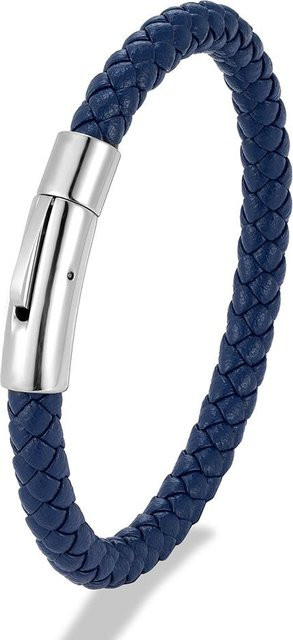 Lederarmband, Rotes geflochtenes Leder, Edelstahl, Unisex, 23cm - Bild 1