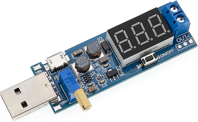 Arsmundi DC-DC USB-Step-Up/Down-Netzteil Boost-Buck-Wandler mit USB-C Anschluss in Blau - Bild 1