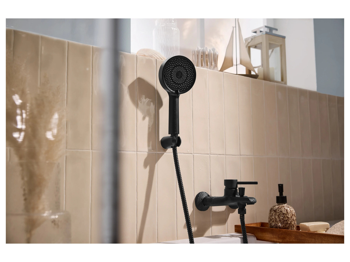 LIVARNO Handbrause Wassersparend in Schwarz Satinmatt mit Regen- und Massagefunktion und Anti-Kalk-Beschichtung, Durchmesser: 12,0 cm - Bild 3