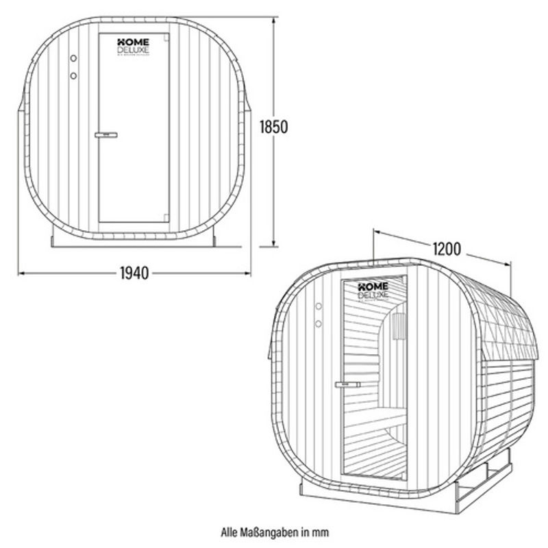 HOME DELUXE Outdoor Sauna CUBE M Holzsauna aus Massivholz in Natur - Bild 2