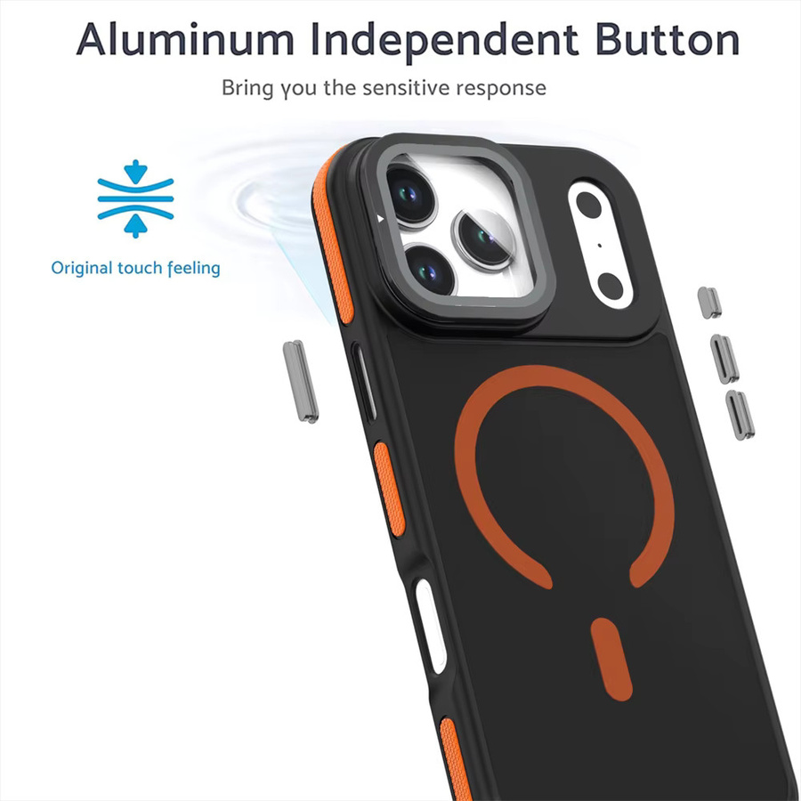 Xeber Magnetische MagSafe Hülle mit Glaslinse-Kameraschutz für iPhone 11 bis iPhone 17 Pro Max Plus, Luftmatte Optik, Transparent/Blau/Schwarz - Bild 3