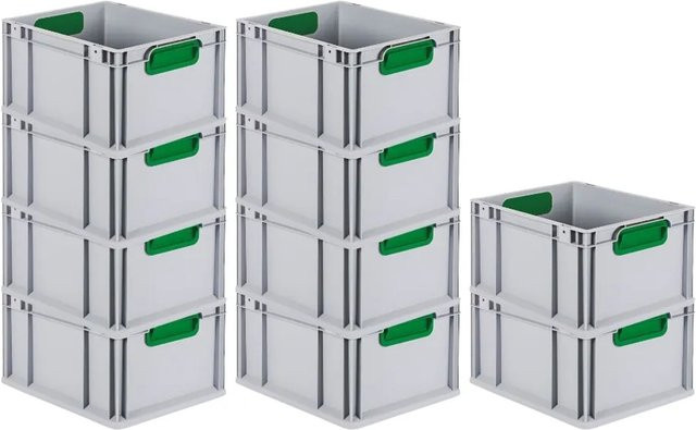 PROREGAL Spar Set 10x Eurobox Nextgen Color Transportboxen mit Griffen, Farbe: Grün-grau, H x B x T: 22 x 30 x 40 cm, Volumen: 20 Liter - Bild 1