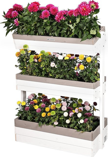 WONDERMAKE Design Vertikalbeet Planverto1 aus Holz mit 3 Etagen für Garten Balkon und Outdoor, B/T/H: 85 x 38 x 110 cm, weiß grau anthrazit - Bild 1