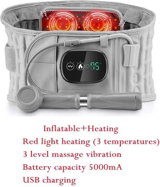 Elektrischer Infrarot-Heizgürtel von Binchi Health Technology mit Vibrationsmassage und Heißkompresse zur Taillenstützung und Physiotherapie, Farbe: grau - Bild 1