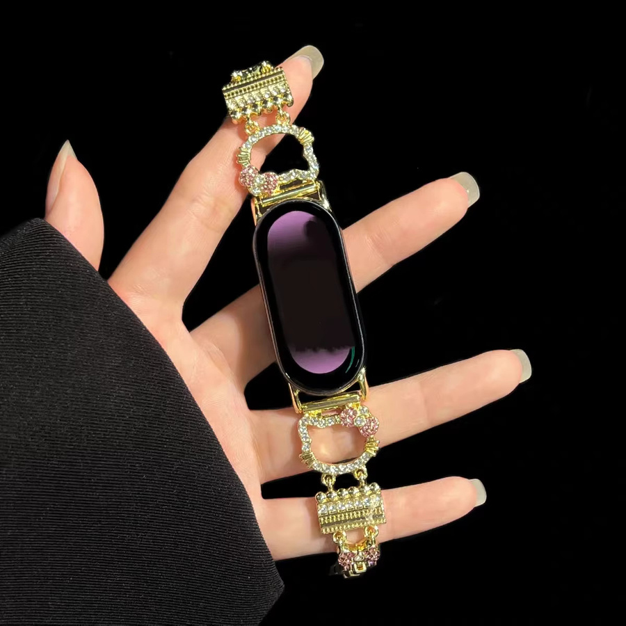 iwujiao Armband für Xiaomi Band 10 9 8, Edelstahl, Gold, Kristall, Damen - Bild 1