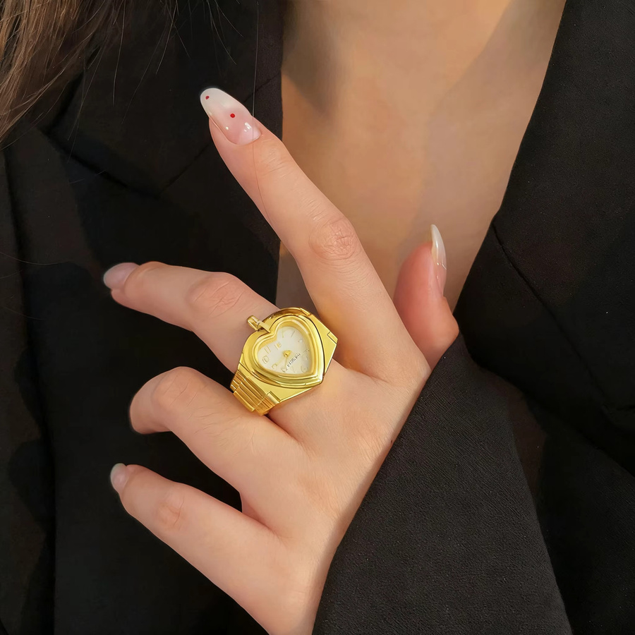 YHTOT Mini-Fingeruhr, Edelstahl, Gold, Damen - Bild 3