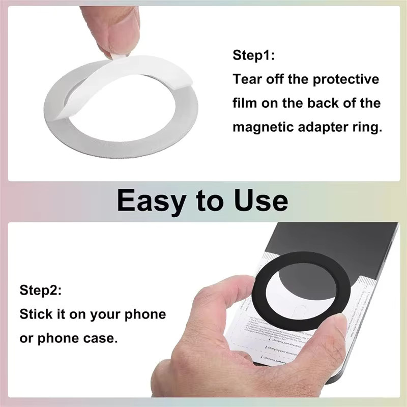 2er-Set Magnetische PU-Leder Ring Aufkleber für MagSafe iPhone und Samsung als Telefonhalter und Ständer für kabelloses Laden, Farbe: Weiß - Bild 3