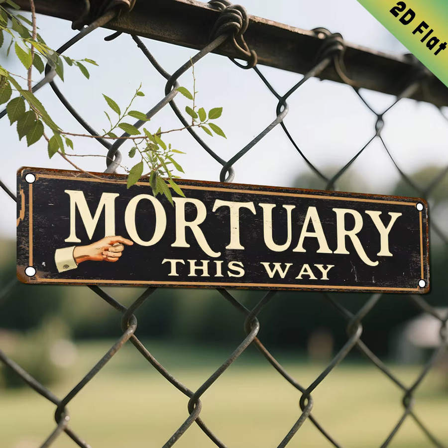 Vintage Mortuary Wandschild aus Aluminium in Schwarz und Multicolour, wetterbeständige Deko für Innen und Außen, Breite: 40 cm, Höhe: 10 cm - Bild 2