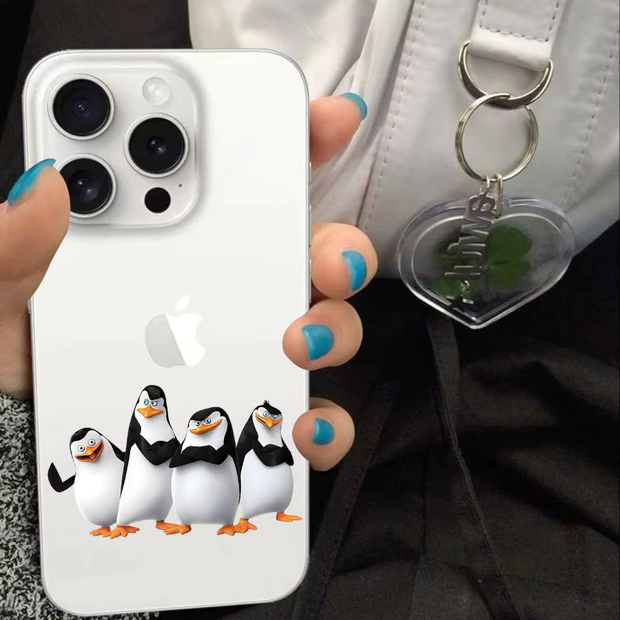 Mesuca Handyhülle mit Madagaskar-Pinguin Motiv für iPhone 17 16 15 14 13 12 11 Pro Max Plus X XR XS Max Transparent Klar - Bild 4