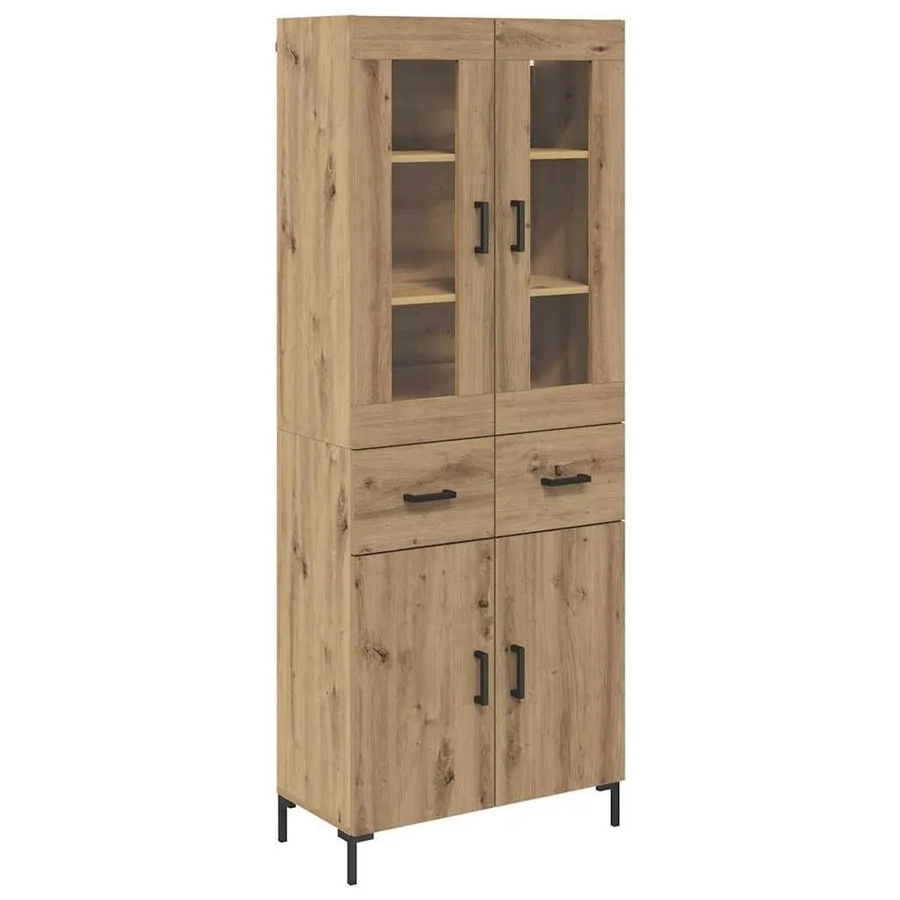 vidaXL Highboard 2-teilig Artisan-Eiche in Braun mit Glastüren und Schubladen B/T/H: 69,5 x 34 x 180 cm - Bild 2