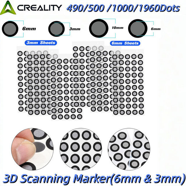 Creality 3D-Scan-Markierungspunkte 3/6mm für CR-Scan Raptor, Otter und Ferret Pro 3D-Scanner (500/1000 Stück) - Bild 1