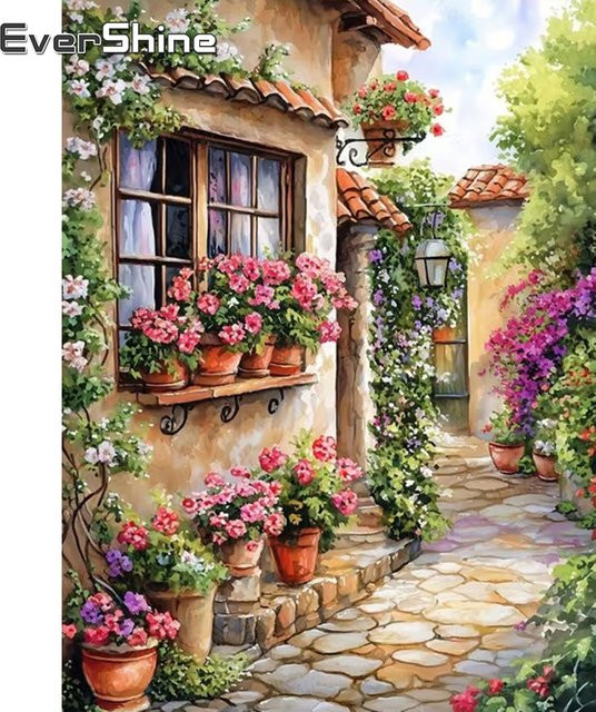 Evershine Diamant-Mosaik Fenster-Landschaft, Bastelset, Natur, Bunt - Bild 1