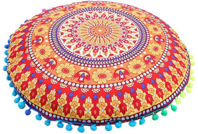 Runder Kissenbezug mit Mandala-Muster von Yiran Furniture in Multicolour, Durchmesser: 43 cm - Bild 1