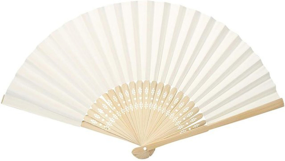 TOMTOP JMS Faltbarer chinesischer Bambusfächer aus Papier in Beige zum Basteln für Hochzeiten und Dekorationen - Bild 1