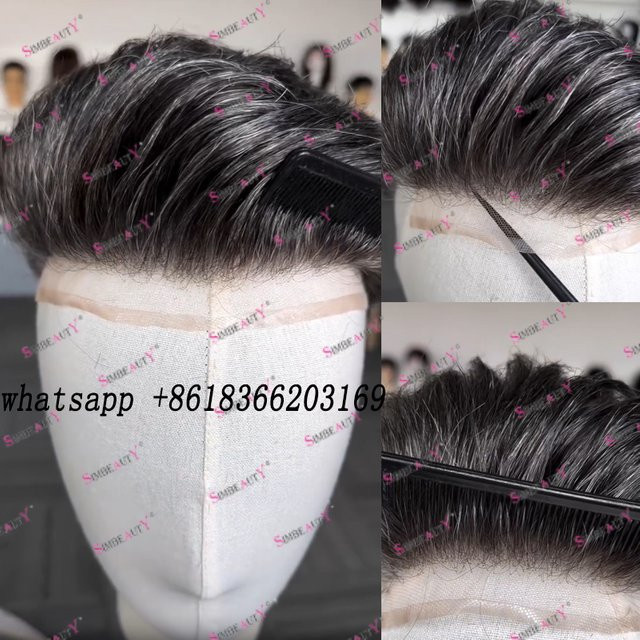 simbeauty Herrenperücke, 100% Echthaar, Schweizer Spitze & PU-Basis - Bild 1