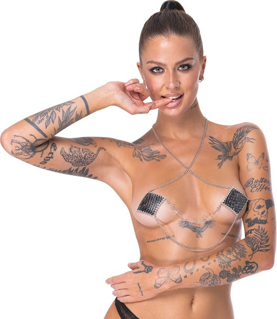 Cottelli ACCESSOIRES Nippelsticker Square mit Hals- und 2 Verbindungsketten, Unisex - Bild 1