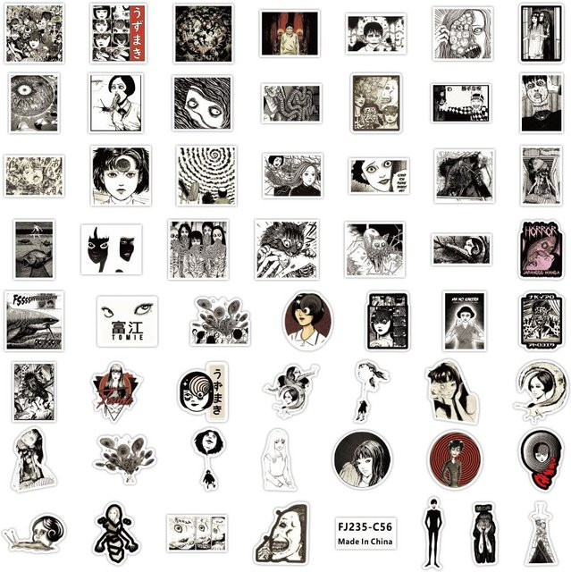 50 Stück Junji Ito Horror Manga Sticker Set mit Tomie und Uzumaki Charakteren in Multicolour - Bild 1