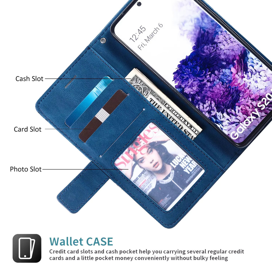 Leder Flip Case Brieftasche mit Kartenfächern und Standfunktion für Google Pixel 6 7 8 9 10 Pro XL und Pixel 6A 7A 8A 9A in Schwarz und Blau - Bild 3