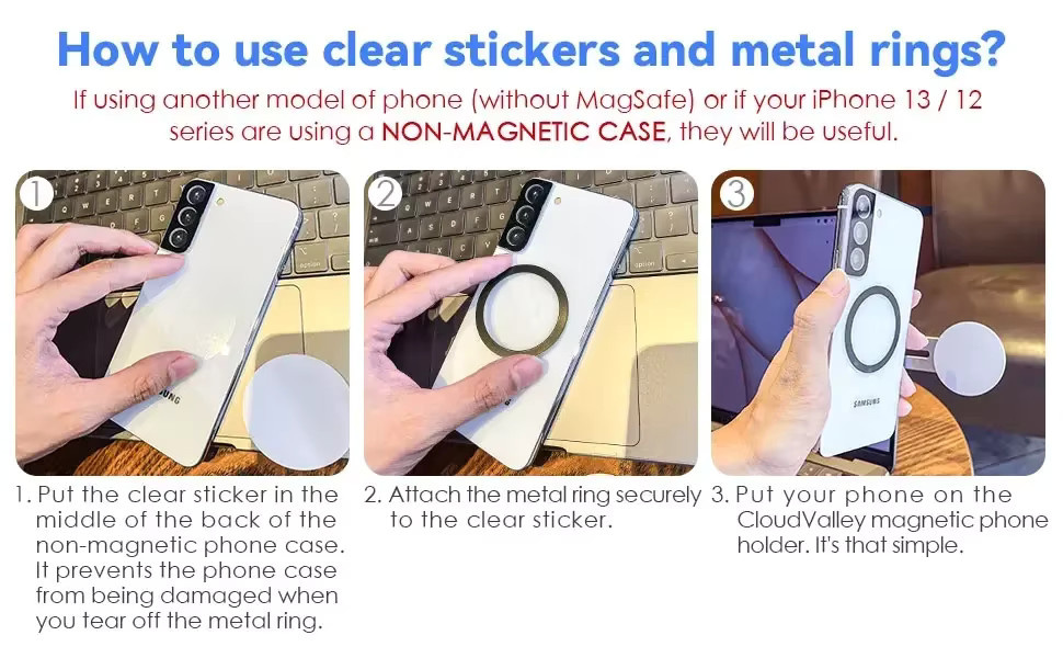 Magnetischer faltbarer Telefonhalter für Laptop und Monitor, universeller Seitenständer in Schwarz, kompatibel mit MagSafe iPhone 17 16 15 Serie und allen anderen Smartphones - Bild 5