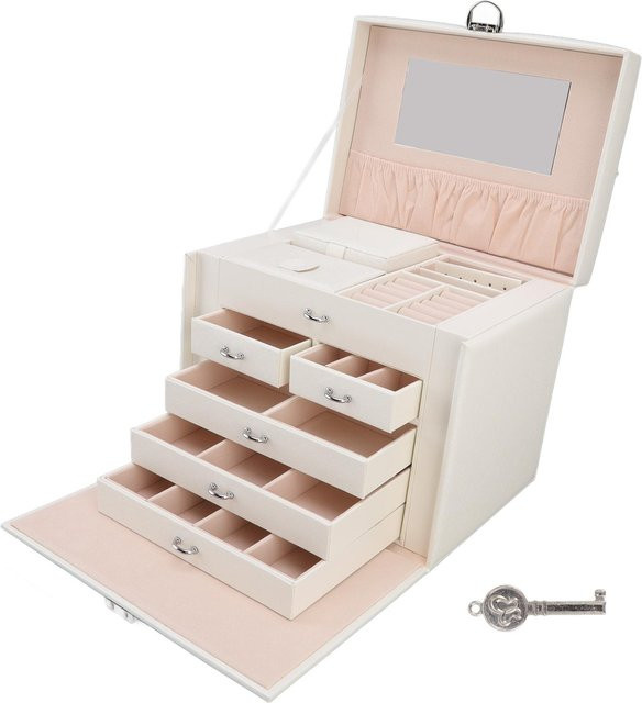 KONNWEI Schmuckschatulle, Synthetisches Leder, Weiß, Unisex - Bild 1
