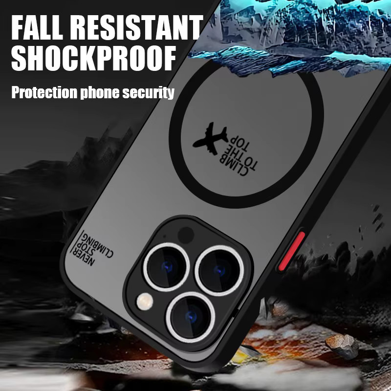 MOESOE Handyhülle Snowy Mountain Flugzeug Design für iPhone 17 16 15 14 13 12 Pro Max Air mit MagSafe Wireless Charging Unterstützung in Schwarz und Multicolour - Bild 3