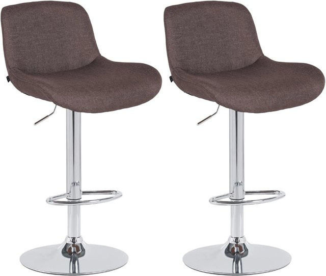 DELUKE 2er Set Barhocker PONOR aus Samt in Dunkelbraun mit Silbernen Füßen, höhenverstellbar und drehbar mit Lehne, B/T/H: 50 x 50 x 85 cm - Bild 1