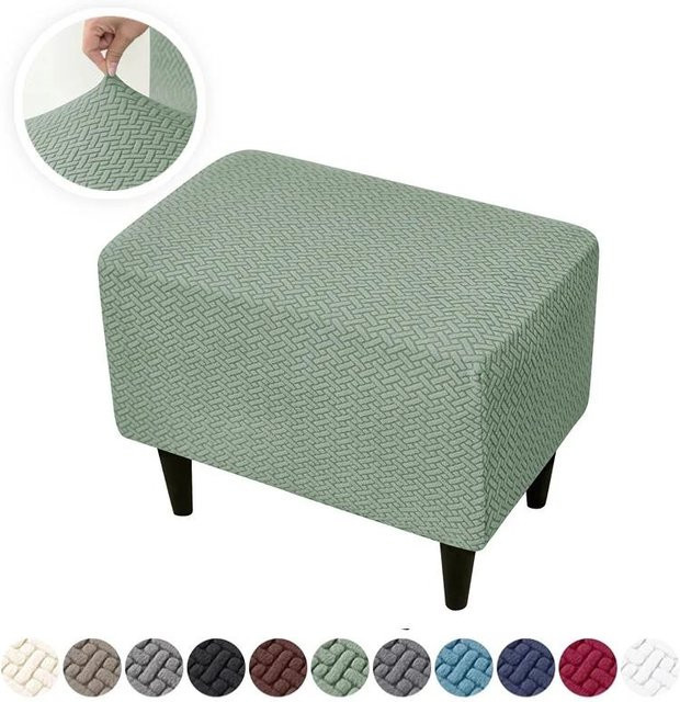 Dehnbarer Ottomanenbezug von Yiran Furniture in Jacquard-Optik, rechteckig, 100% Polyester - Bild 1