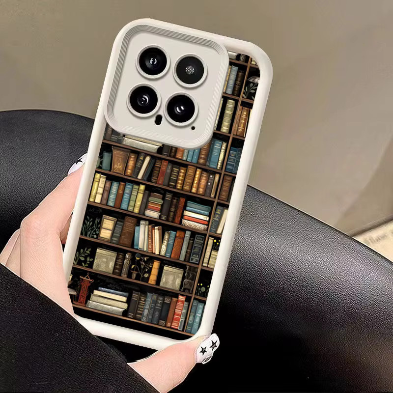 Kreative Silikon Handyhülle im Bücherregal-Design für Xiaomi Poco F7 F6 F5 X7 X6 X5 X3 Pro sowie Mi 15 14 13 12 11 Lite 14T 13T 12T in Weiß - Bild 2