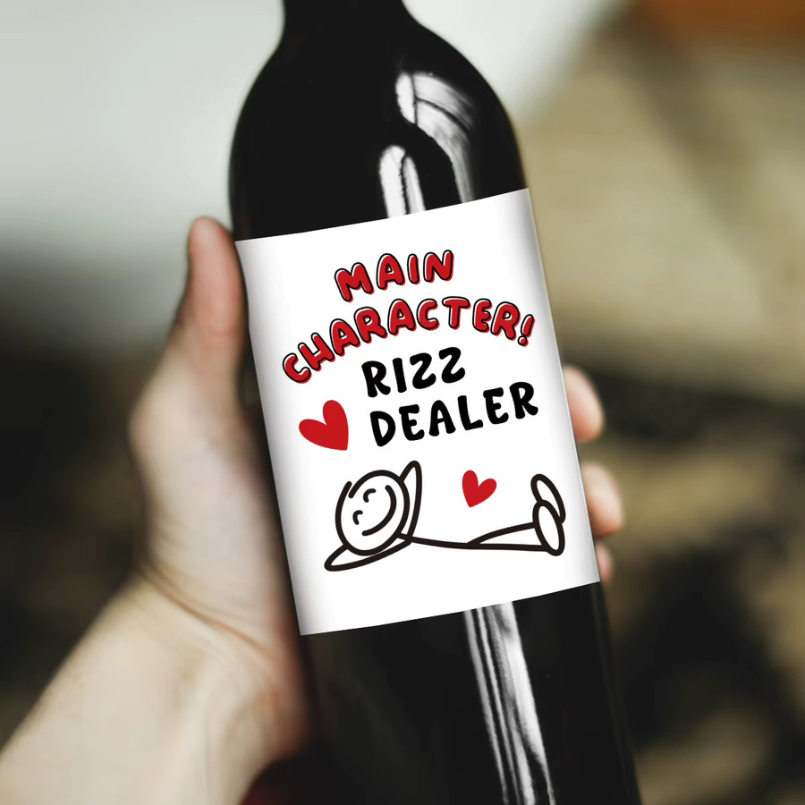 6 Stück Funky Stick-Figure Aufkleber mit Textdesign in Weiß für Wein- und Bierflaschen sowie Dekorationen - Bild 2
