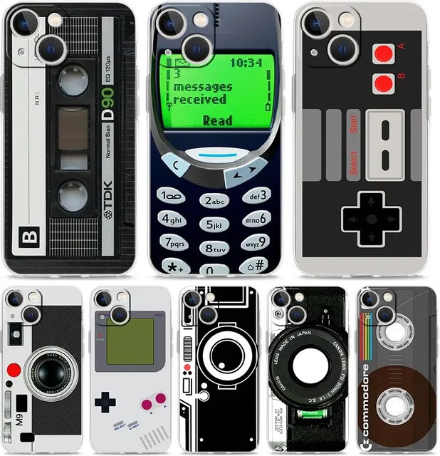 Vintage Kassettenkamera und Gameboy Design Handyhülle für Samsung Galaxy S25 S24 S23 S22 Ultra Plus Multicolor Stoßfeste Schutzhülle - Bild 1