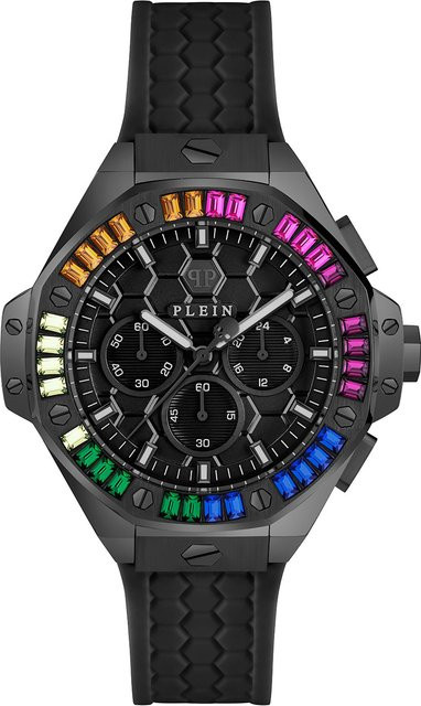 Philipp Plein Chronograph, Quarz, Edelstahl, 42 mm, Silikon, Schwarz, Unisex - Bild 1