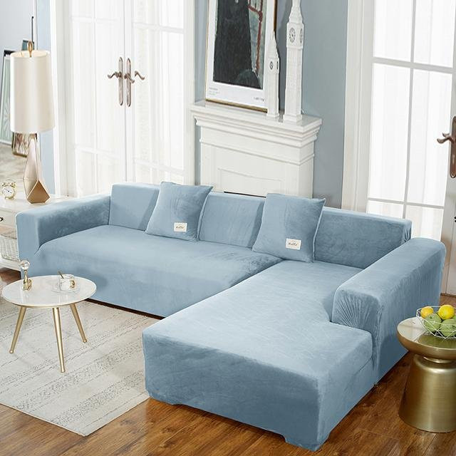 Waschbarer Samt-Sofabezug für L-förmige Ecksofas, 1-Sitzer, Breite: 90-140 cm, Your Warm Home - Bild 1