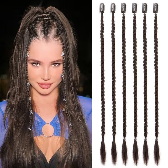 6 Stück Box Braid Haarverlängerung Clip-in Pferdeschwanz, Damen - Bild 1