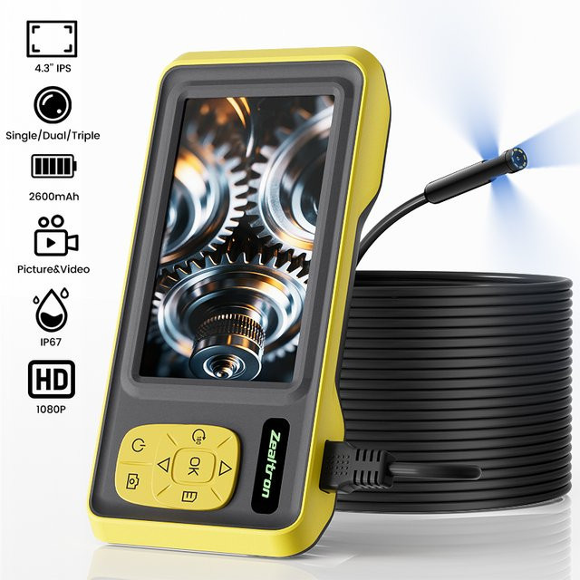 BUMBORN Endoskop mit 4,3 Zoll IPS-Bildschirm, 1080P HD-Kamera und 8mm Autofokus, IP67 wasserdichtes Boreskop zur Inspektion von Autos und Kanalisationen - Bild 1