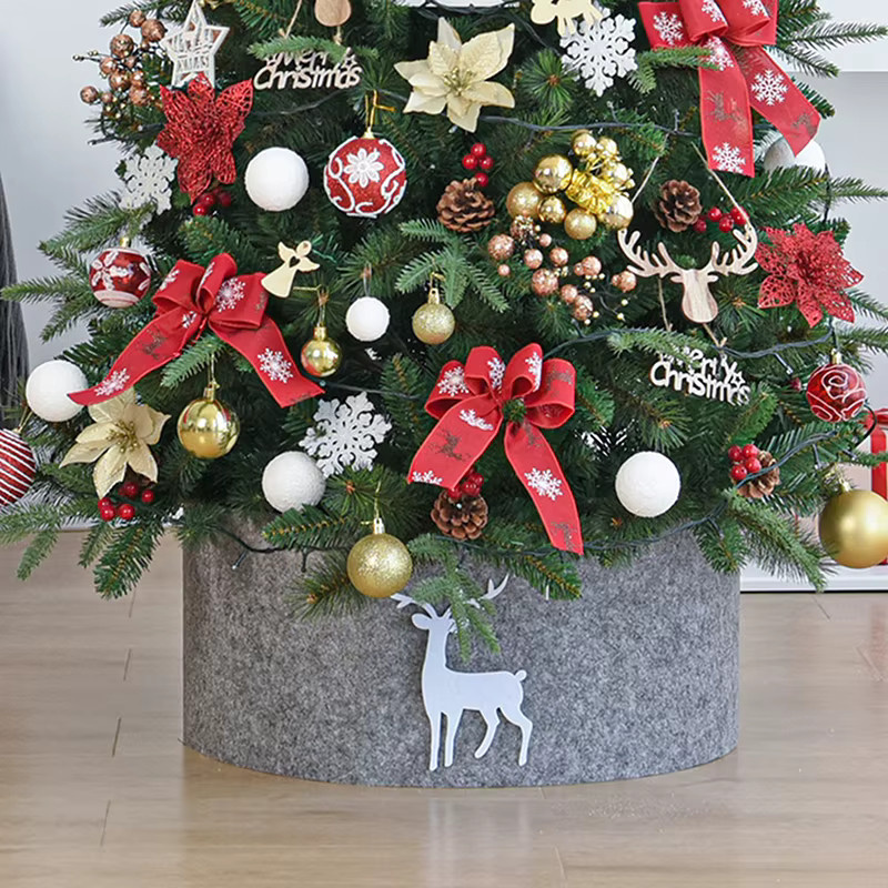 Weihnachtsbaum Rock aus Textil in Grau zur Dekoration für Weihnachten und Neujahr - Bild 1