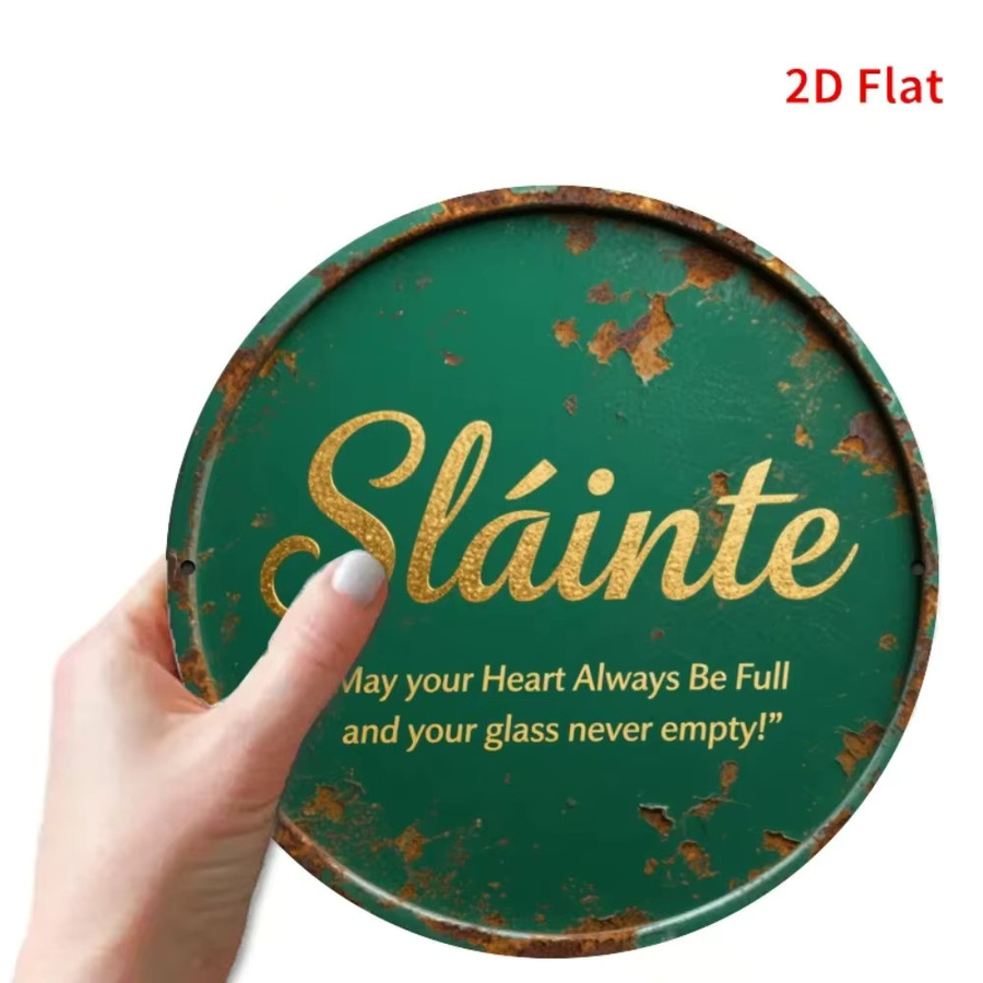 CIFBUY Irish Blessing Vintage Aluminiumschild, runde Retro-Wanddekoration aus Metall in Grün, Durchmesser: 20 cm - Bild 3