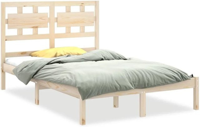 vidaXL Massivholzbett aus Kiefernholz in Braun mit rustikaler Optik, B/T/H: 120 x 200 cm - Bild 1