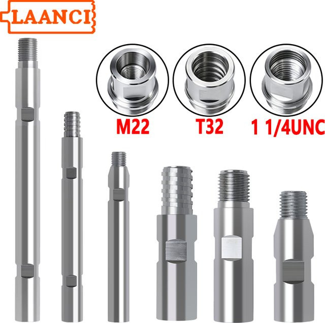 LAANCI Diamant-Kernbohrer-Verlängerungsstange mit Gewinde 1 1/4UNC M22 T32 als Verbindungsstange für Bohradapter und Elektrowerkzeuge - Bild 1