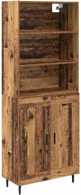 vidaXL Highboard Altholz in Braun aus Engineered Wood und Glas B/T/H: 69,5 x 34 x 180 cm - Bild 1